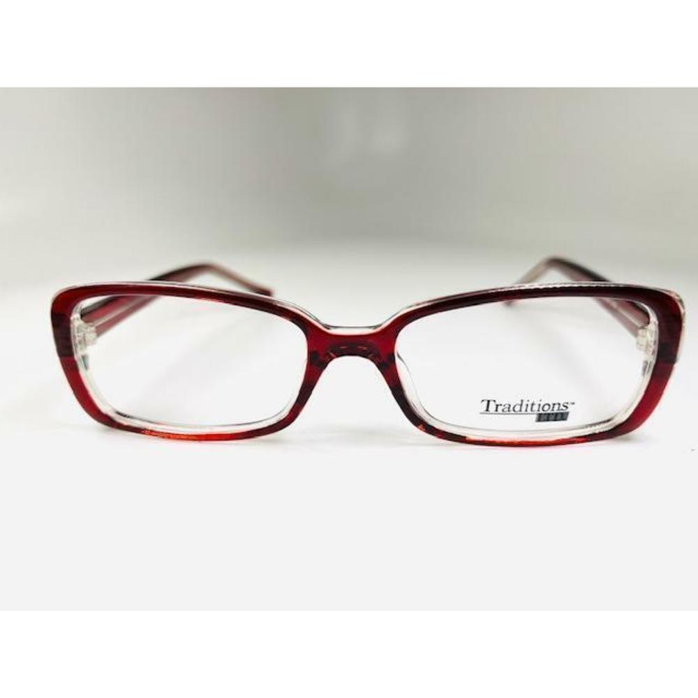 New TRADITIONS T-01 Col.30 Red 0n Crystal Eyeglasses 51/16/140